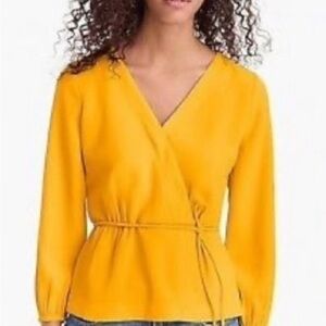 J. Crew Yellow Wrap Blouse